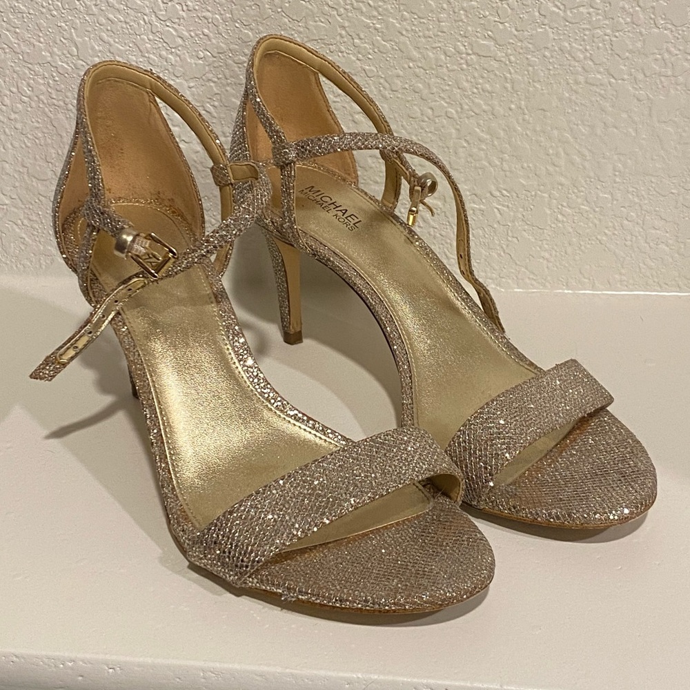Michael Kors sparkly gold/champagne heels